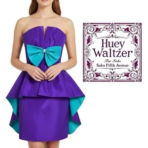 Vintage HUEY WALTZER for Darcy jewel tone purple and teal party dress size XS/2